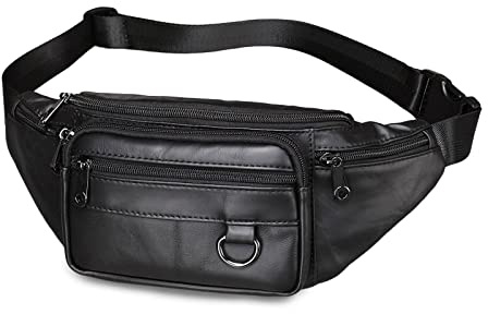 FANDARE Bauchtasche Brusttasche Gürteltasche Hüfttasche Sport Leder Sling Bag Damen Umhängetaschen Herren Schultertasche Wasserresistent Crossover Daypacks für Outdoor Reisen Crossbody Pack Schwarz B