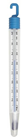 TFA Dostmann Termómetro analógico para frigorífico, 14.4001, para control de frigorífico, congelador, alta precisión, azul/blanco