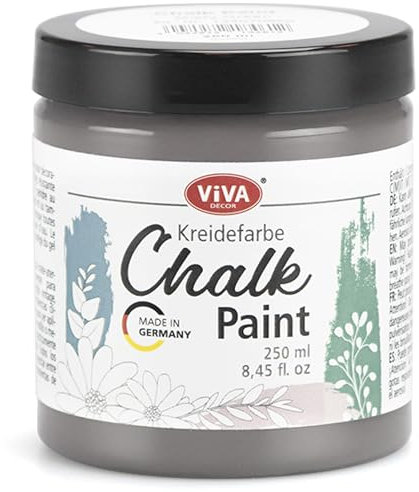 Viva Decor Chalk-Paint - Granite Stone - Grau 250ml - Kreidefarbe für Möbel, Wand und Deko, Mattes Finish, Hochpigmentiert, Ideal für Shabby Chic & Vintage Look für Holz & Oberflächen