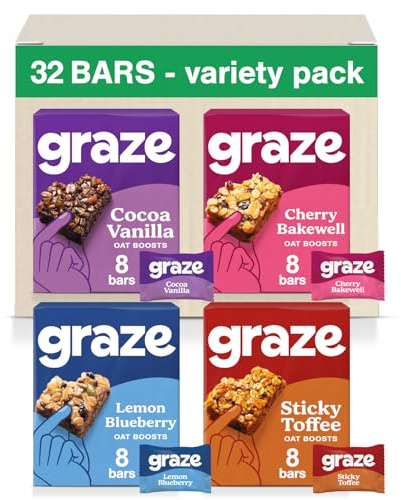 Graze - Sweet Snacks Bundle of Oat Boost Bars - Made With Whole Oats and Natural Flavours - 8x4 snack bars - Total of 32 snacks