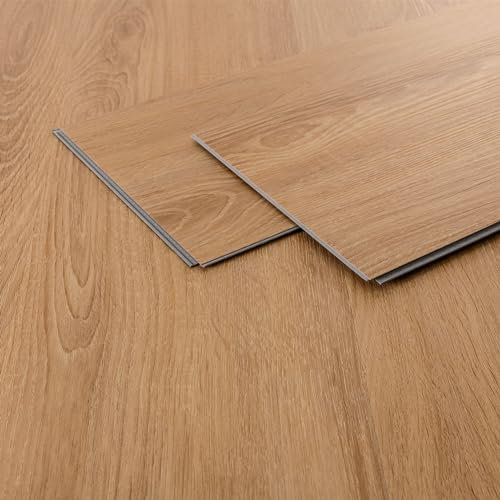 ML-Design Suelo de Vinilo PVC Instalación Sistema de Click Lamas Vinílicas de Aspecto Madera Marrón Roble Arenoso 122cm x 18cm x 4,2mm, Grosor 4,2mm, 3,08m²/14 Planchas Antideslizantes e Impermeables
