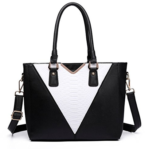 Miss Lulu Handtaschen für Damen Mittelgroß, V-förmiges Design Viele Fächer Umhängetasche Groß, Elegant Schultertaschen, Tote Tasche für Pendeln Schule Arbeit Reise