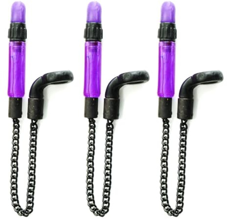 3 x Bobbins Bite Indicators Semi Short Chain 15cm Carp fishing Tackle for Bite Alarms and bank sticks (Purple)