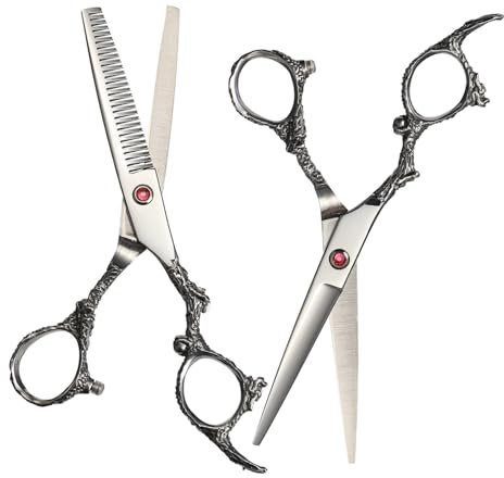 Ipetboom 2St Friseurschere Salonschere für zu Hause Haarschere Haarschneideschere Effilierschere Edelstahlschere Scherenschere flach geschnitten Zahnschere Rostfreier Stahl