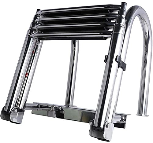 Heavy Duty Pontoon Boat Ladder Dock/Boat Ladder with Wide Anti-Skid Tread & Extra High Handrail, Telescopic Foldable Pool Ladders, Fishing Boat Pontoon, Load 250kg / 551lbs