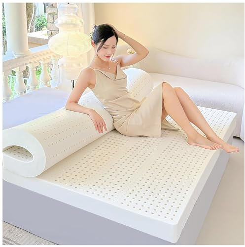 WKXTECZT 7 Zone Soft 100% Natürlicher Premium -Latex -Matratzen -Toper Queen, Hotel Premium Futon Matratze Topper, Drucklinderung Für Rückenschmerzen,4in,160x200cm(63x79in)