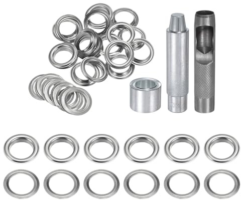 QUARKZMAN 20 st Öljettverktyg 17 mm Set Koppar Öljetter med hålhål, Öljettverktyg för Läderkläder, Silverton