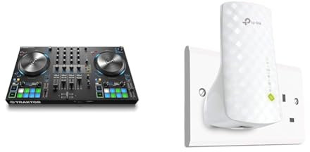 NATIVE INSTRUMENTS Traktor Kontrol S3 DJ Controller + Traktor Pro 3 Software, Compatible with iPad & TP-Link WiFi Extender Booster, Dual Band AC750 Mbps WiFi Range Extender Repeater