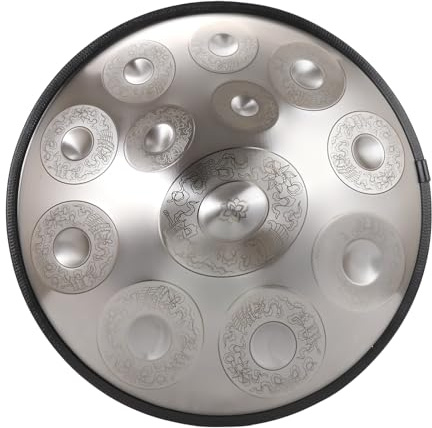 Handpan Drum, 9/10/12 Töne, 22 Zoll, Silber – Auspicious Cloud Handpan-Trommel, Stahl-Percussion-Trommelinstrument Mit Reisetasche(12Notes (432Hz))