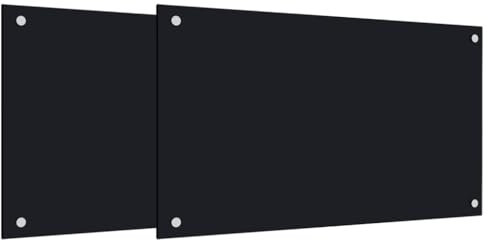 Gecheer Kitchen Backsplash Glass Splashback Set of 2 Heat Resistant up to 240 ℃ Toughened Glass for Kitchen/Cooker Hood 2 pcs Black 70x50 cm Tempered Glass