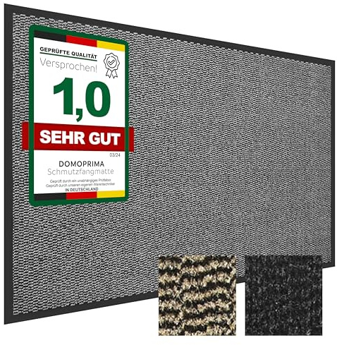 DOMOPRIMA Schmutzfangmatte geruchsneutral hochwertig für Innen Außen rutschfest wetterfest Eingangsbereich Außenbereich Fußmatte Eingangsmatte Sauberlaufmatte (grau meliert, 60 x 90 cm)