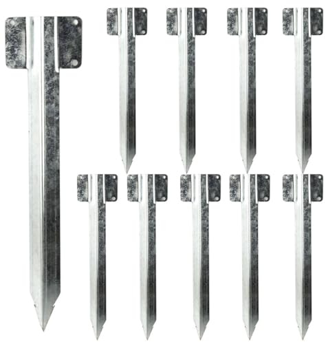 Pack de 10 supports de traverses de chemin de fer de 35 cm pour poteaux en acier galvanisé - Supports de jardin en bois pour jardinières et parterres