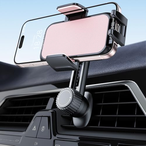 Holdersafe Support Telephone Voiture Porte Téléphone: [360° Rotation & Opération à Une Main] Porte Smartphone Voiture Bouche D'aération Socles de Téléphone Portable Automobile-Rose