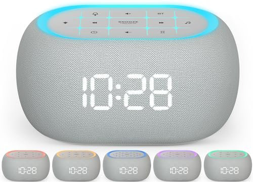 ANJANK White Noise Sound Machine Clock with Bluetooth Speaker, 21 Relaxing Sounds, 7 Night Lights,0-100% Dimmer/Sleep Timer/30-Level Volume Control,Sound Machine for Kids Adults Sleeping,Bedside