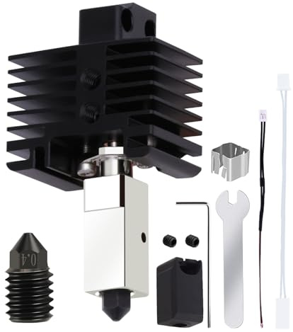 Upgrade 2.0 Hotend Kit for X1C, 3D Printer Print Head Hot End 0.4mm Hardened Steel Nozzle Heating Block Kit with 24V 48W Ceramic Heater Cartridge NTC 100K Thermistor for Bambu Lab X1C