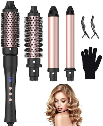 Thermal Brush,32/38mm Keramik-Turmalin Hot Brush Rundbürste, 32mm/25mm Curling Lockenstab, 14 Temperaturen, Wärmebürste mit 120-230 ℃ Digitalanzeige, Thermobürste für Wurzelvolumen und Lockere Locken