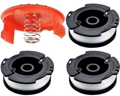 3 Trimmer Spool Line 1 Spool Cover Cap 1 Spring Compatible with Black & Decker ST5530-GB GLC3630L20-GB STC1820PC-GB BESTA525-GB BESTA530-GB Models, 1.6mm Strimmer Spool Wire Replacement