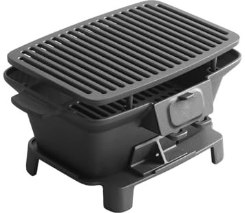 JLBopqaz Barbecue Grill, Griglie a Carbone, Mini Griglia a Carbone Portatile da Tavolo da Scrivania per Esterni Griglia per Fumatori in Ghisa per Picnic Giardino Terrazza Campeggio Viaggio
