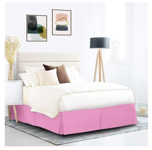 Cache-sommier plissé sur mesure en tissu infroissable et doux - 38,1 cm de haut - Rose - 140 x 190 x 35 cm