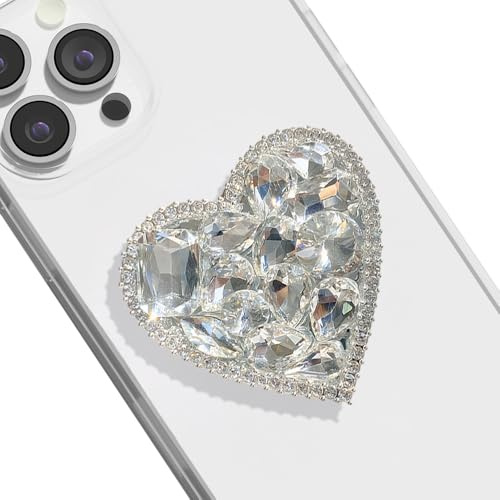 XFSRG Support pour Téléphone Airbag Anneau de Téléphone à Paillettes Artificiel Diamant Forme Doigt Grip de Téléphone Multifonctionnelle Poignée de Téléphone Portable (Argent)