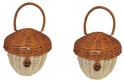 ibasenice 2 Stück Rattan Acorn Bag Gewebte Aufbewahrungskorb aus Weidengeflecht rustikaler Korb Körbe Aufbewahrungskorb für Süßigkeiten aus Rattan Süßigkeitenspeicher Rattankorb