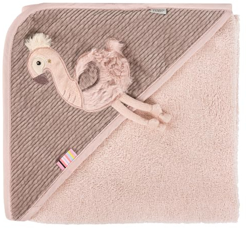 Fehn Kapuzenbadetuch Flamingo – Bade-Poncho aus Frottee mit Kapuze | Saugstark & kuschelweich, Handtuch mit Kapuze und Tier-Motiv – für Babys und Kleinkinder ab 0 Monaten