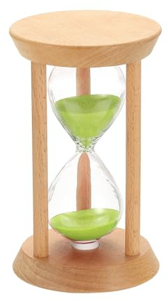 PATIKIL Clessidra con sabbia da 25 minuti, 1 pezzo, orologio in legno con sabbia, clessidra in vetro alto, per soggiorno, casa, ufficio, ristorante, decorazione, verde