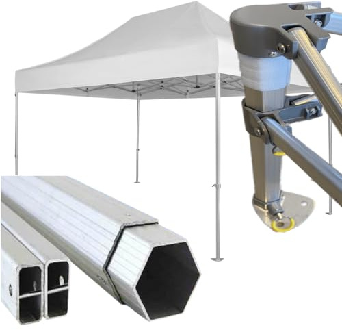 Gazebo certificato IGNIFUGO pieghevole alluminio piantone esagonale 45mm portatile estendibile richiudibile estensibile per fiere eventi stand chiosco tenda tendone (laterali esclusi) (Bianco, 3x4,5m)