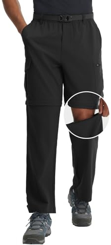 baleaf Men's Convertible Hiking Pants Ripstop Lightweight Quick Dry Water Resistant Cargo Pants Zip Off Fishing Outdoor Black XL