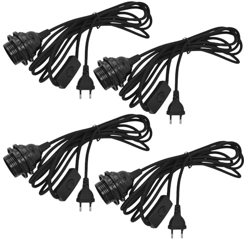 4 Pièces Douille de Lampe e14 avec Interrupteur, Douille E14, 3.5M douille de Lampe E14, Douilles avec Câble et Interrupteur pour Suspension de Lampes DIY, Chambre à Coucher, Salle à Manger, Balcon