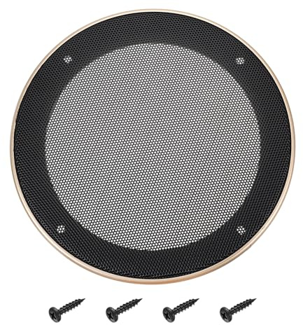 QUARKZMAN 5 tums högtalargaller, subwoofer metallgaller skyddsgaller med guld ABS plastram för bil ljudtillbehör med 4 skruvar, svart