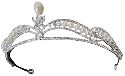 HAMPPLIES Diadema de Novia Perlas y Cristales para Boda Elegante Accesorio para Ceremonia y Fotografía de Moda