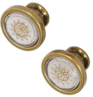 LUCKDANO Maniglia per Ferramenta per Mobili Pomello Rotondo Premium in Lega di Zinco - 2 Set Maniglia per Ferramenta per Mobili Antichi, Elegante per Porta dell'armadio a Foro Singolo, Finitura