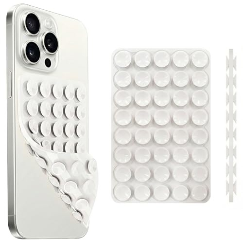 KAHZOR 1 Pièce Ventouse Téléphone Portable Silicone Double Face Blanc, Support Voiture & Bureau Mains Libres, Fixation Sûre & Amovible pour Tous Smartphones