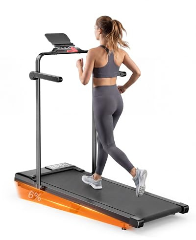 MJWW Walking Pad mit Steigung 6%, Laufband für Zuhause & Büro 136 KG mit Smart App 6 km/h & 12 km/h, Laufband Schreibtisch Leise 2.5 PS mit Schulungskurse und Multiplayer-Wettbewerbe