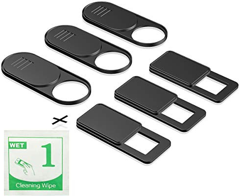 Webcam Covers (6 Pack) - Ultra Thin Web Camera Cover Slide for Laptops, Tablets, PC, MacBook, IPad, Smartphone Etc. Protect You and Your Family Privacy and Security Online, Sliding Cover (Black)