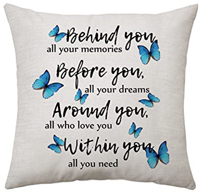 Behind You All Your Memories Inspirational Pillow Covers Graduation Gifts for Her Him Cushion Covers Throw Pillow Case Decor Gifts for Living Room Office Decor 18 * 18 In Decor Accessories