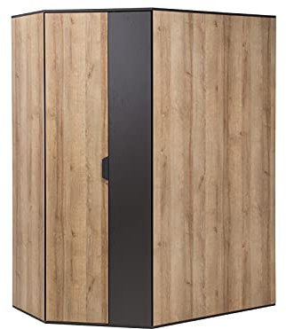 Furniture24 Eckkleiderschrank Nano Begehbarerschrank Eckschrank Jugendzimmer Schrank mit Beleuchtung 2 Türiger