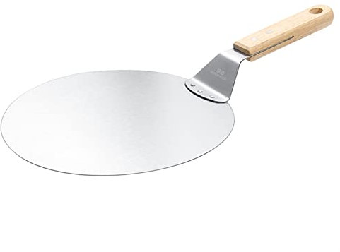 Pelle à Pizza Outils De Pâtisserie Accessoires Pelle À Pizza Ronde en Acier Inoxydable Spatule À Pizza Antiadhésive avec Manche en Bois De Chêne (Couleur : KT079) (Kt079)
