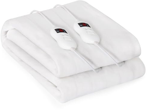 COSTWAY Electric Blanket, Heated Underblanket Bed Warmer with Single/Dual Control, 8 Heat Settings, Timer & Overheat Protection, Machine Washable Fitted Heated Mattress Pad Cover (King Size-200x150cm)