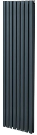 Radiatorer med Ovala Kolumner 1800mm x 480mm Modern Designer Dubbelpanel Centralvärme Element Grå Stål Vertikal Kök Vardagsrum GRATIS Rengöringsborste Monteringskit & Beslag