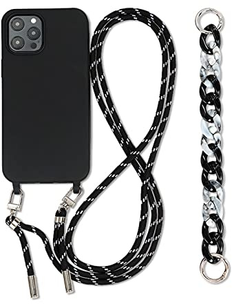 Emlivi Mobiltelefonkedja med armband för iPhone 16 Pro Max, halsband, mobiltelefonfodral, nylon, axelrem, silikonskydd med snöre för upphängning, skyddsfodral med bandfodral för iPhone 16 Pro Max,