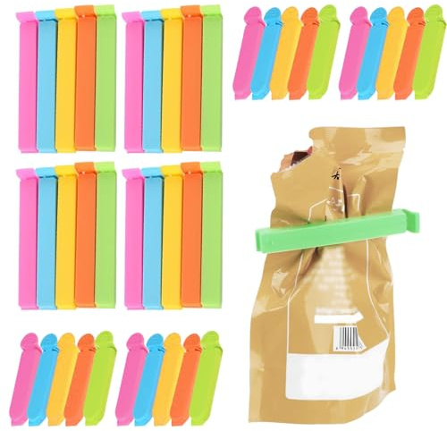 40 Pcs Food Clips Bag Sealing,for Storage,Freezer,Plastic for Bags,Kitchen,Colored Coloured Reusable Sealer for Home,Office,Useful for Keeping Fresh And Sealed,Keeps Seals Packets,Multicolor Style