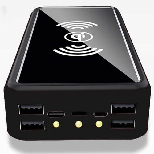 Chargeur Solaire 100000Mah, Chargeur de Banque d’Alimentation Solaire Portable sans Fil avec LED et 4 Ports de Sortie USB Batterie de Secours Externe Chargeur de téléphone à Grande capacité,