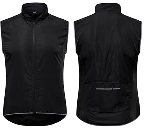 MODRYER Chaleco De Ciclismo De Alta Visibilidad para Hombre Ligero Reflectante Sin Mangas para Ciclismo De Montaña Impermeable Transpirable para Correr Y Montar En Bicicleta,Black-4XL