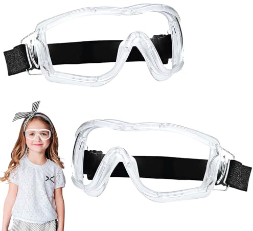 Spetsbst 2er Pack Schutzbrille für Kinder, Schutzbrillen mit Windbeständigkeit Beschlagfrei Arbeitsschutzbrille, Schutzbrille für Nerf/Labor/Schießspiele/Wasserschlacht