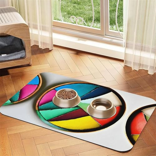 Runde Palette Haustier saugfähige Leder rutschfeste Futtermatte 30 x 45 cm, schnell trocknend, wasserdicht, waschbar, Napfunterlage