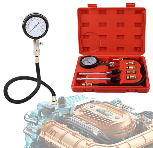 FePen Set de Compresor Probador, Conjunto de Tester de compresión para Motores de Gasolina, Comprobador la Compresión Detector el Cilindro (Red)
