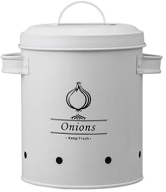 SKKWJEGE Farmhouse Storage Tin Pots Vegetables Storage Bin for Pantry Home Restaurant white onions