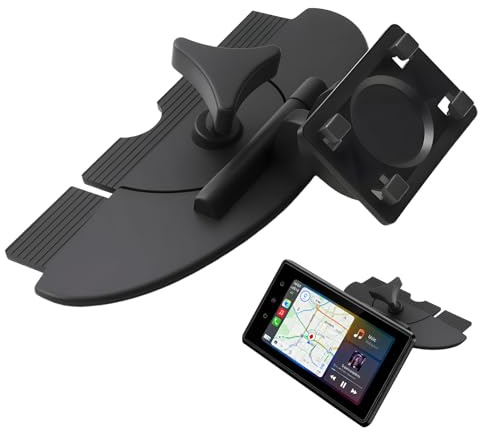 Support carplay fente cd pour écran carplay, adaptateur boule 17 mm support gps universel, support cd slot amovible 360°, support téléphone voiture fente cd pour 7–10pouces carplay autoradio gps